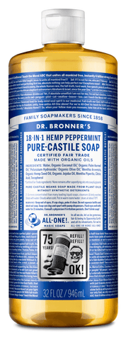 Dr. Bronner's Peppermint Pure Castile Liquid Soap 946mL