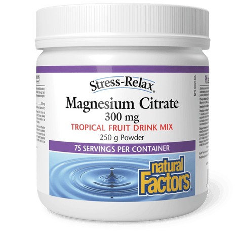 Natural Factors Magnesium Citrate 300mg Tropical Fruit Stress-Relax 250g
