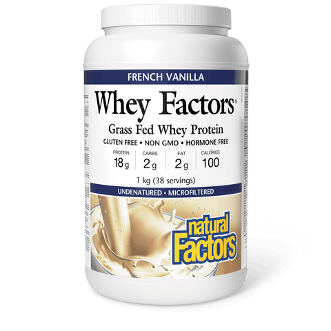 Natural Factors Whey Factors Grass Fed Whey Protein French Vanilla 1kg