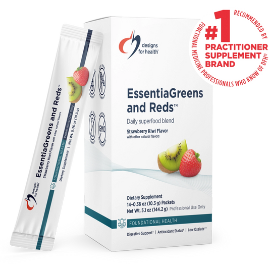 Designs For Health EssentiaGreens and Reds Strawberry Kiwi 14 Packets