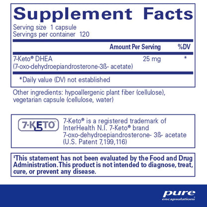 Pure Encapsulations 7-KETO DHEA 25mg 120 Capsules