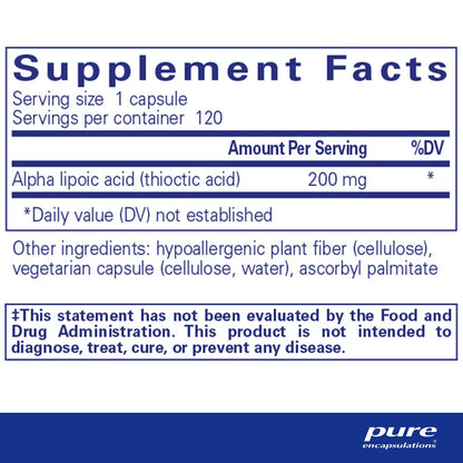 Pure Encapsulations Alpha Lipoic Acid 200mg 120 Capsules