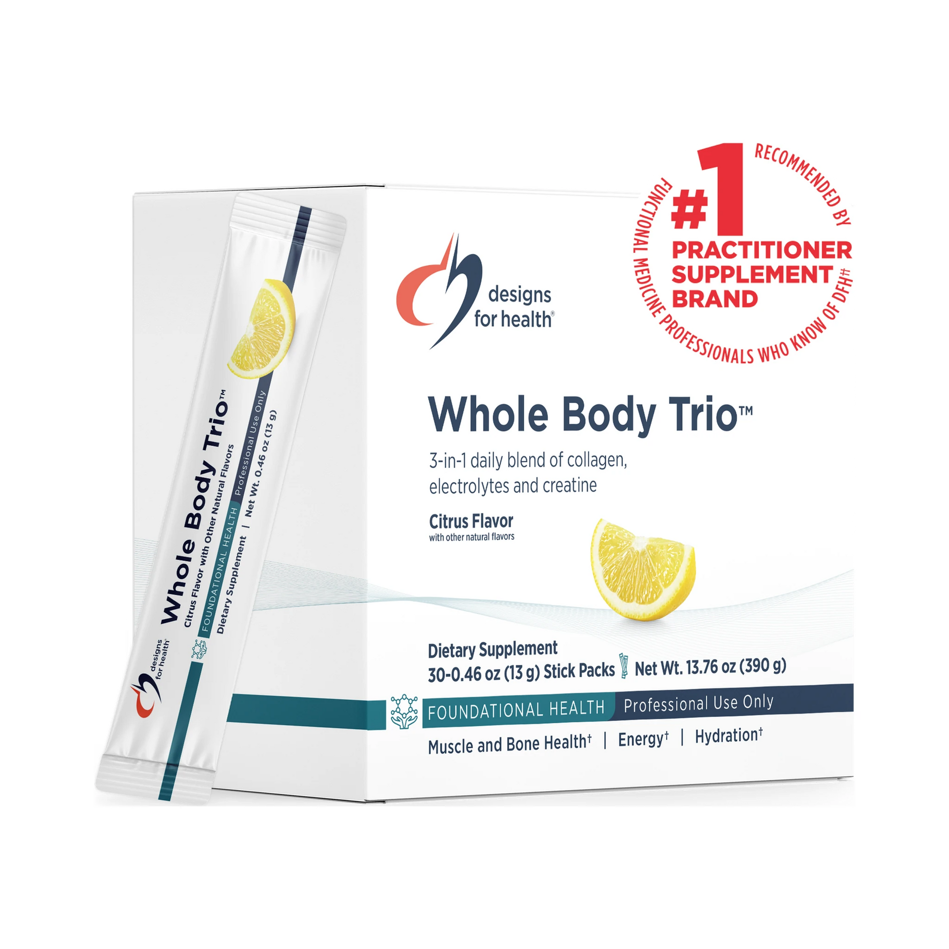 Designs For Health Whole Body Trio Citrus Flavor 30 Stick Packs