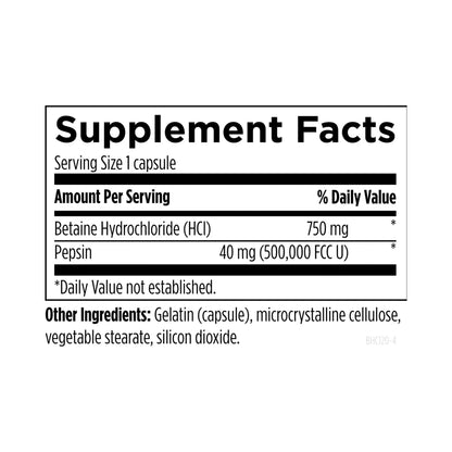 Designs for Health Betaine HCl 120 Capsules