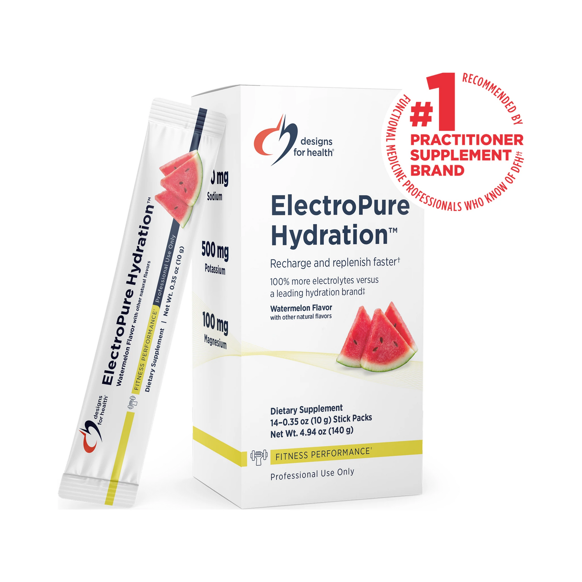 Designs for Health ElectroPure Hydration Watermelon 14 Stick Packs