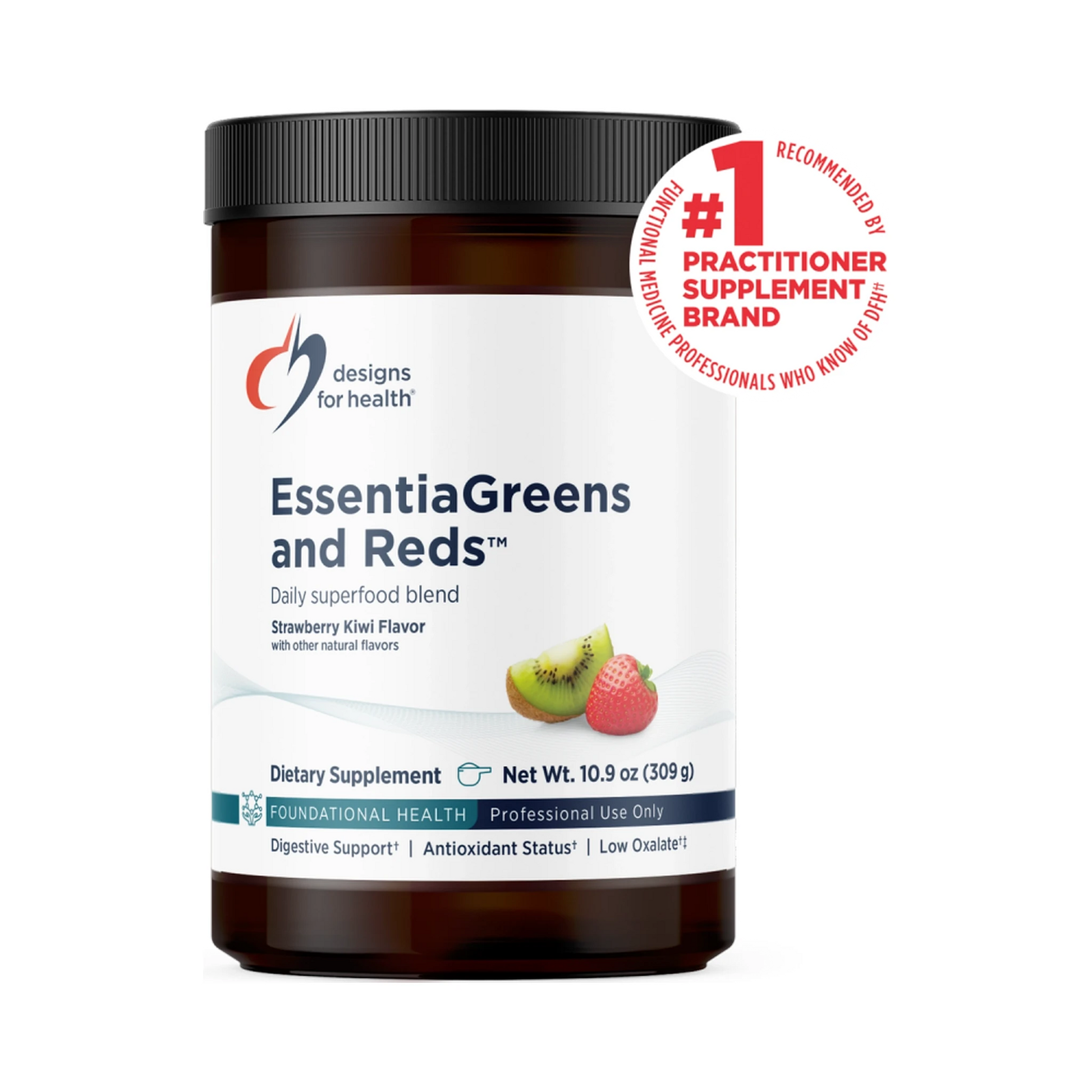Designs for Health EssentiaGreens and Reds Strawberry Kiwi 310g