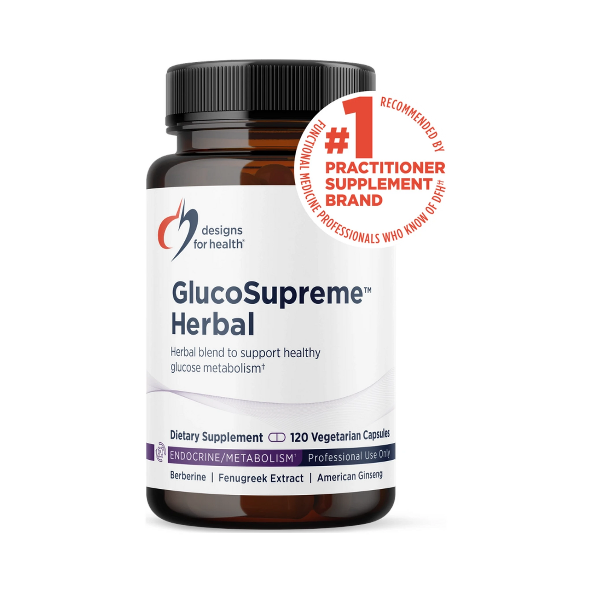 Designs for Health GlucoSupreme Herbal 120 Veg Capsules