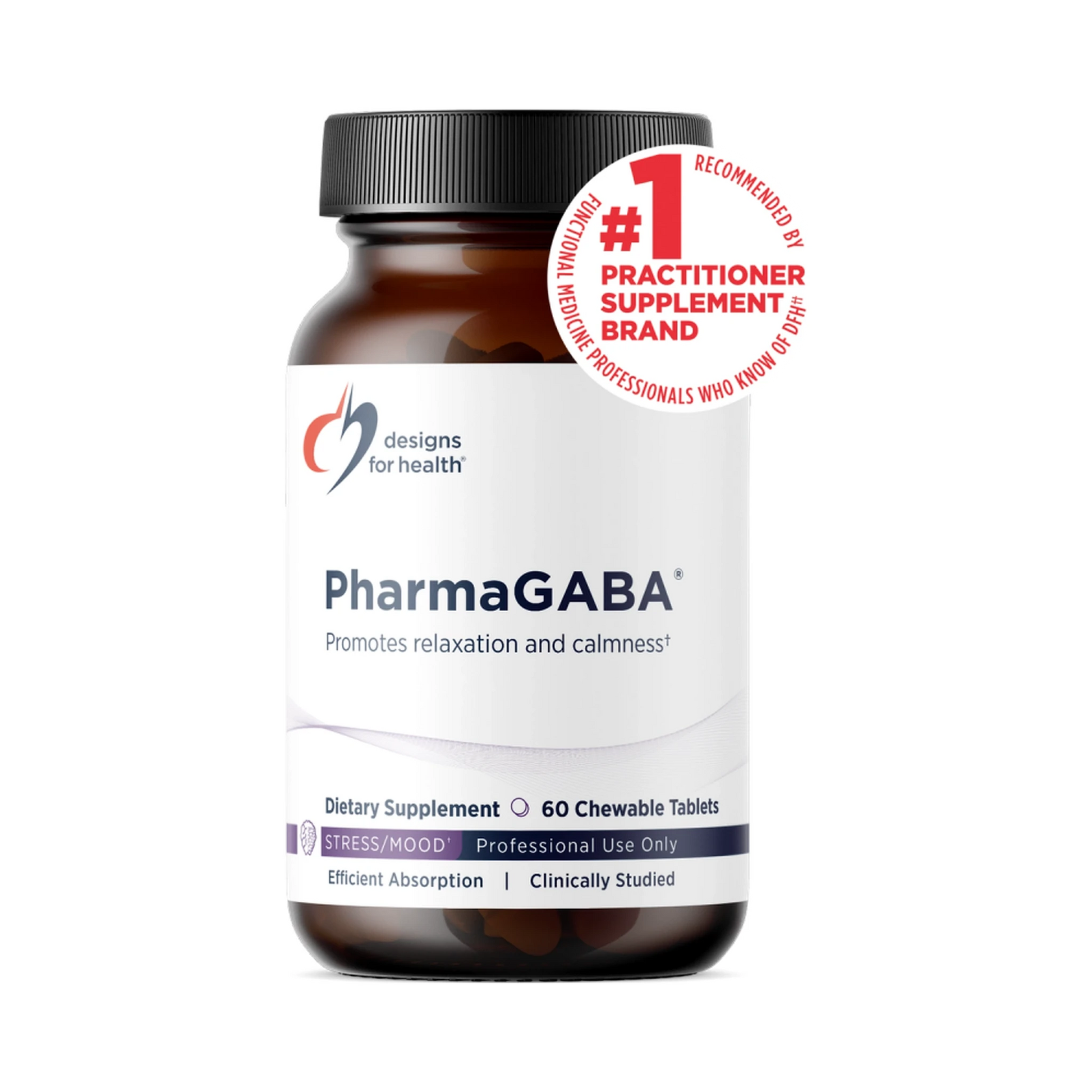 Designs for Health PharmaGABA 60 Chewable Tablets