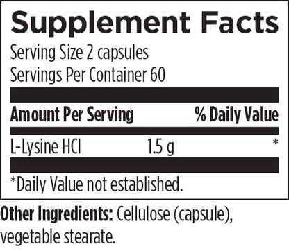 Designs for Health L-Lysine 120 Capsules