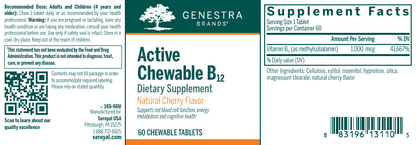 Genestra Active Chewable B12 60 Chewable Tablets
