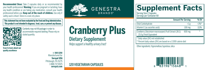 Genestra Cranberry Plus 120 Veg Capsules