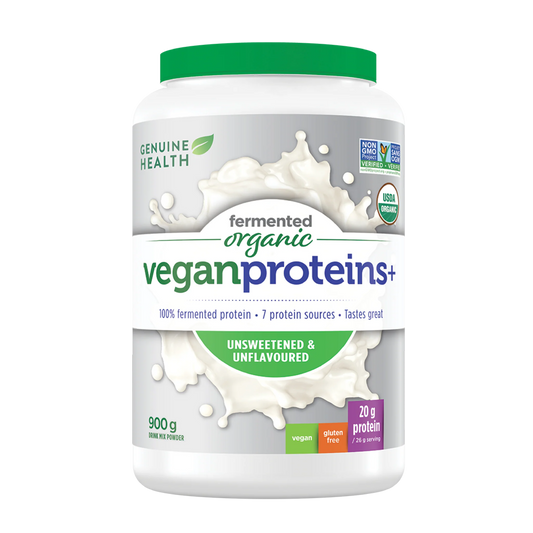 Genuine Health Fermented Organic Vegan Proteins+ Unsweetend & Unflavoured 900g