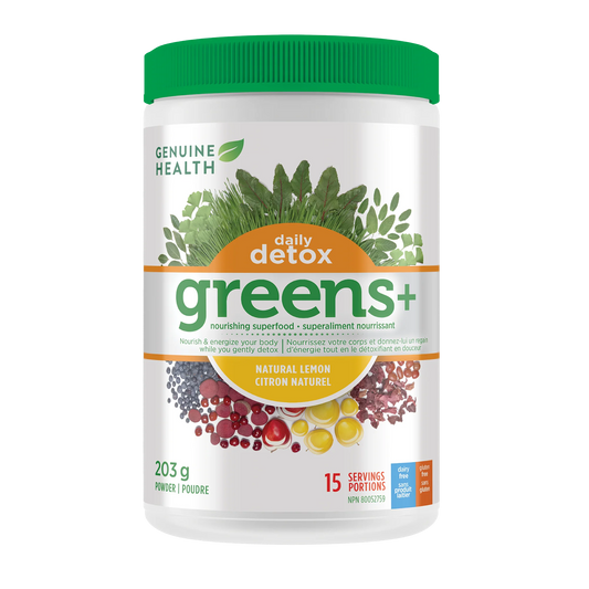 Genuine Health Greens+ Daily Detox Natural Lemon 203g