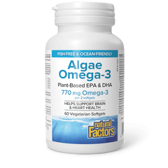 Natural Factors Algae Omega-3 Plant-Based EPA & DHA 60 Softgels