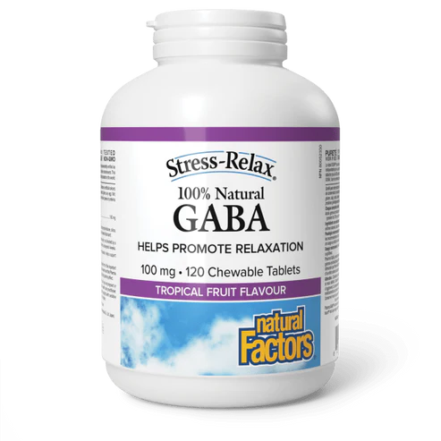Natural Factors Stress-Relax GABA 100mg Tropical Fruit 120 Chewables