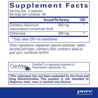 Pure Encapsulations Cranberry/D-Mannose 180 Capsules