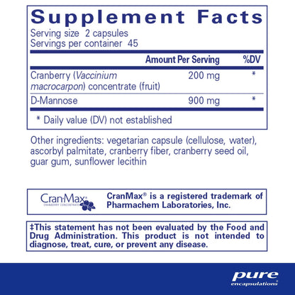Pure Encapsulations Cranberry/D-Mannose 90 Capsules