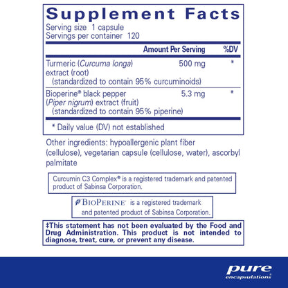 Pure Encapsulations Curcumin 500 with Bioperine 120 Capsules