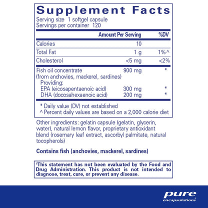 Pure Encapsulations EPA/DHA with lemon 120 Capsules