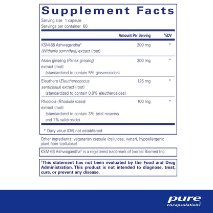Pure Encapsulations Energy Xtra 60 Capsules