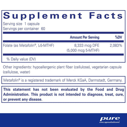Pure Encapsulations Folate 5,000mcg 60 Capsules