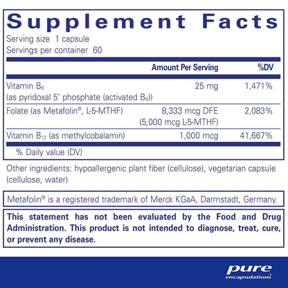 Pure Encapsulations Folate 5,000 Plus 60 Capsules