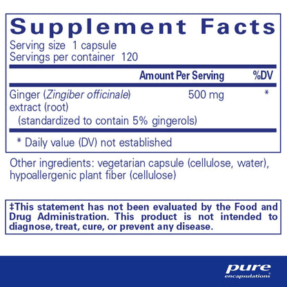 Pure Encapsulations Ginger Extract 120 Capsules