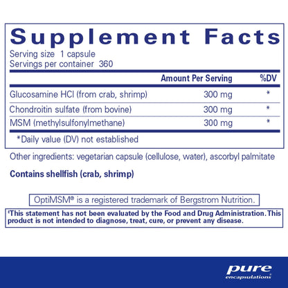 Pure Encapsulations Glucosamine Chondroitin with MSM 360 Capsules