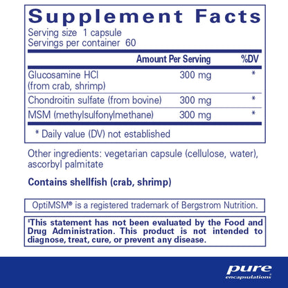 Pure Encapsulations Glucosamine Chondroitin with MSM 60 Capsules