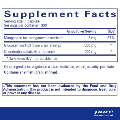 Pure Encapsulations Glucosamine Chondroitin with Manganese 360 Capsules