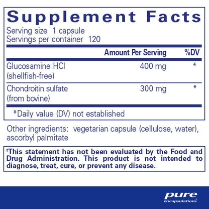 Pure Encapsulations Glucosamine HCl Chondroitin 120 Capsules