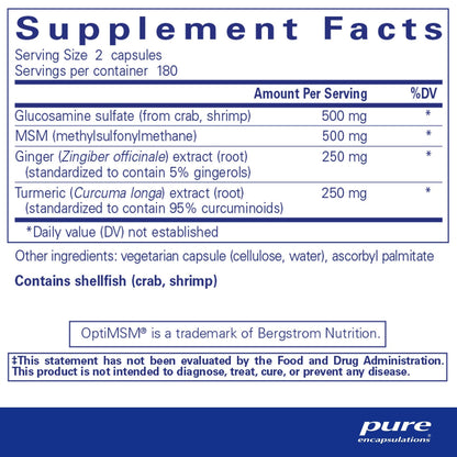 Pure Encapsulations Glucosamine/MSM with joint comfort herbs 360 Capsules