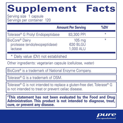 Pure Encapsulations Gluten/Dairy Digest 120 Capsules