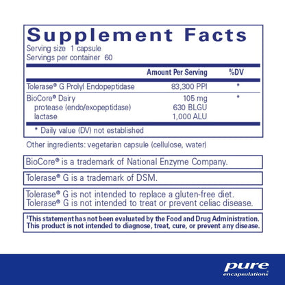 Pure Encapsulations Gluten/Dairy Digest 60 Capsules