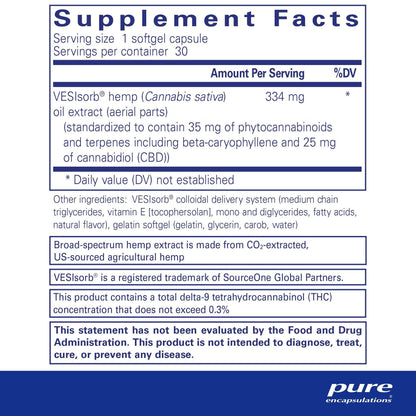 Pure Encapsulations Hemp CBD VESIsorb 30 Capsules