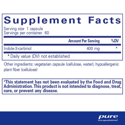 Pure Encapsulations Indole-3-Carbinol 400mg 60 Capsules