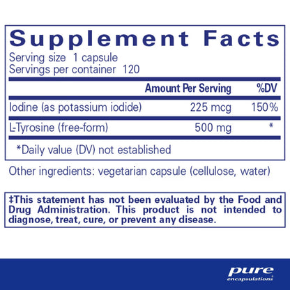 Pure Encapsulations Iodine and Tyrosine 120 Capsules