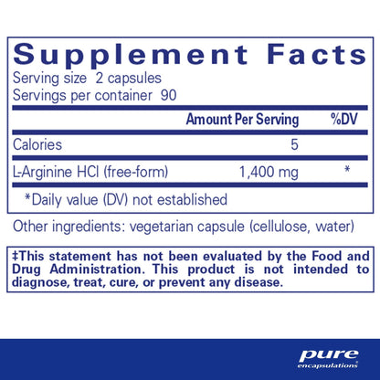 Pure Encapsulations L-Arginine 180 Capsules