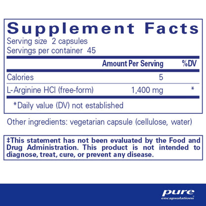 Pure Encapsulations L-Arginine 90 Capsules