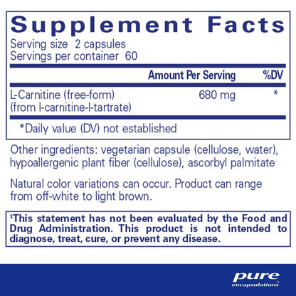 Pure Encapsulations L-Carnitine 120 Capsules