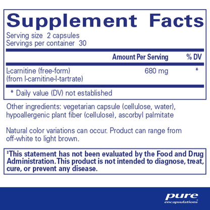 Pure Encapsulations L-Carnitine 60 Capsules