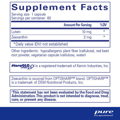 Pure Encapsulations Lutein/Zeaxanthin 60 Capsules