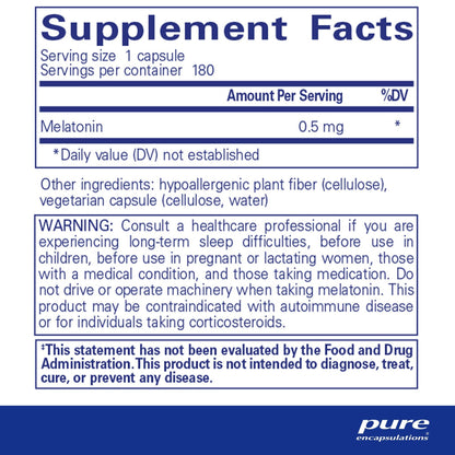 Pure Encapsulations Melatonin 0.5mg 180 Capsules