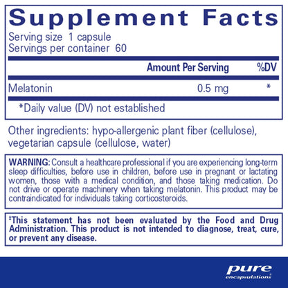 Pure Encapsulations Melatonin 0.5mg 60 Capsules
