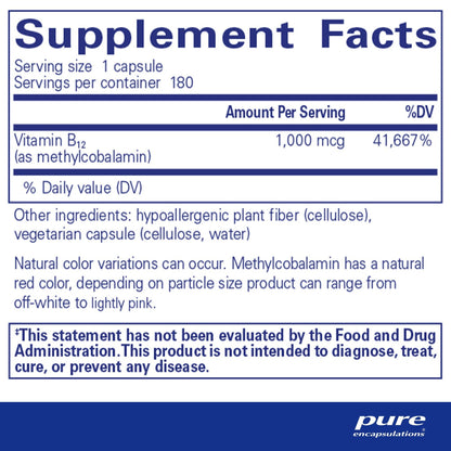 Pure Encapsulations Methylcobalamin 1,000mcg 180 Capsules