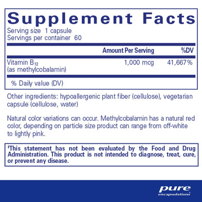 Pure Encapsulations Methylcobalamin 1,000mcg 60 Capsules