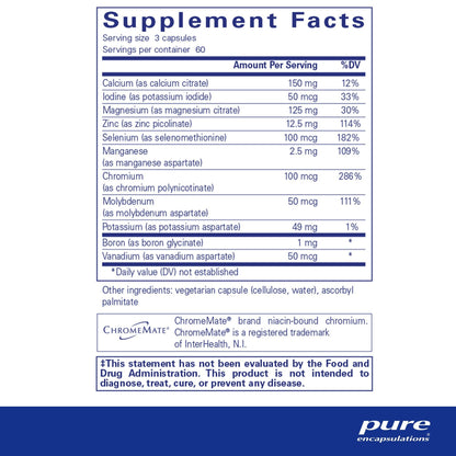 Pure Encapsulations Mineral 650 w/o Cu &Fe 180 Capsules