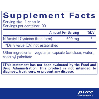 Pure Encapsulations NAC 600mg 90 Capsules