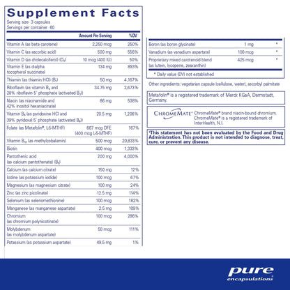 Pure Encapsulations Nutrient 950 without Copper & Iron 180 Capsules