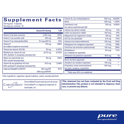 Pure Encapsulations Nutrient 950 without Copper & Iron 90 Capsules